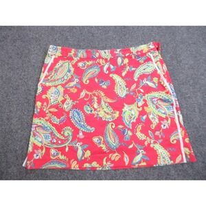 Polo Golf‎ Ralph Lauren Skort Womens 10 Red Paisley Stretch Side Zip Pockets
